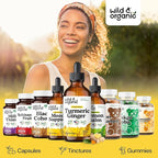 Wild & Organic Turmeric and Ginger Supplement Drops - Joint & Immune Support - Liquid Turmeric Curcumin with Black Pepper and Ginger - Curcumin Supplement - Vegan, Sugar & Alcohol-Free Tincture - 4 oz
