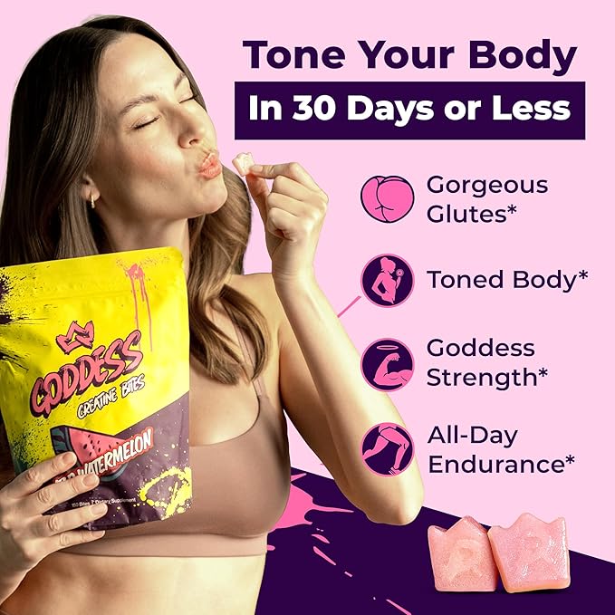 Primal Queen Goddess Creatine Gummies – Low-Sugar Chewable Creatine for Women | Booty and Muscle Builder, Faster Recovery, Strength | High-Potency Wild Watermelon Flavor – 150 Bites (5g per Serving)