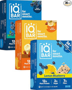 IQBAR Clean Plant Protein Bars - Fruit Lovers Variety Pack - 36 Count - Keto, Vegan, High Fiber, Gluten and Dairy Free, Low Sugar Snack - Brain and Body Nutrients for Focus, Energy, Meal Replacement