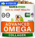 BARK&SPARK Advanced Omega-3 Collagen for Dogs - 180 Fish & Salmon Oil Treats for Dog Shedding, Skin Allergy Chews, Itch Relief, Hot Spots Treatment - Joints, Skin&Coat Supplement, EPA&DHA Fatty Acids