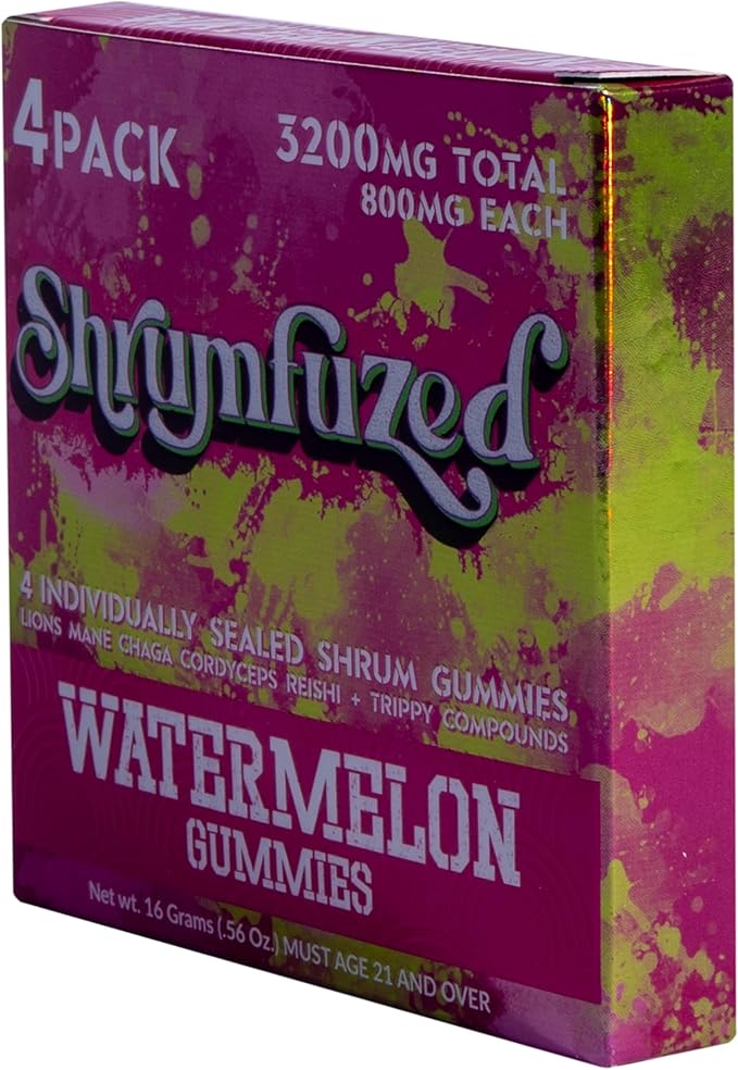 Shrumfuzed Proprietary Nootropic Gummy 3200mg - Lion's Mane, Reishi, Chaga, and Cordycep Nootropic Mushroom Blend (4, Watermelon)