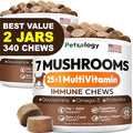 (2 Pack) Turkey Tail Mushroom for Dogs - 340 Chews - Lion’s Mane - Shiitake - Reishi - Buddy Immune Support Guard - Mushroom Supplement for Dogs with Glucosamine, Health Vitamins Multivitamin