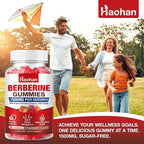 Haohan Berberine Gummies, 1500mg High Potency Berberine HCl, Ceylon Cinnamon, Milk Thistle, Immune System & Metabolism Support, Vegan, Strawberry Flavor, 120 Count