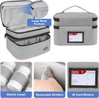 LEFOR·Z Medicine Storage Bag,Double Layers Pill Bottle Organizer Bag Empty with Lockable Zipper&Adjustable Divider,Medication Travel Carrying Bag for Pills,Vitamins,Medical Supplies,Grey