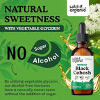 Wild & Organic Black Cohosh Supplements Women - Menopause & Perimenopause Support - 540 mg Natural Black Cohosh Tincture - Add to Tea Liquid Drops - 2-Month Supply - Vegan, Sugar & Alcohol-Free - 2 oz