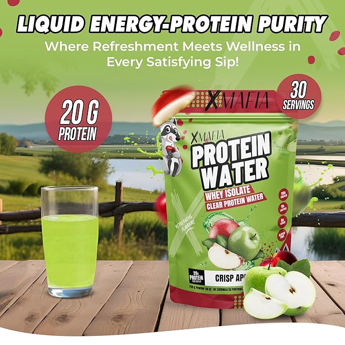 XMafia - Clear Whey Protein Isolate Powder – 20g Protein + Collagen Peptides, 30 Servings, Zero Sugar, Refreshing Light Protein Drink Water, Whey Powder Protein Shake, Lactose Free – Apple