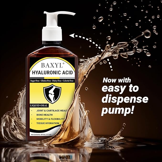 BAXYL® - Liquid Hyaluronic Acid for Joint Relief Supplement (Vegan, Gluten-Free, Non-GMO, Patented Oral MHB3) | 6 Oz, 36 Day Supply (2, 6 Fl Oz)
