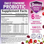 Nature's Nutrition Probiotics for Women Gummies with Cranberry - 6 Premium Strains for PH Balance, Digestive Health, Vaginal & Immune Support, Women's Probiotic Gummy for Feminine Health - 120 Gummies