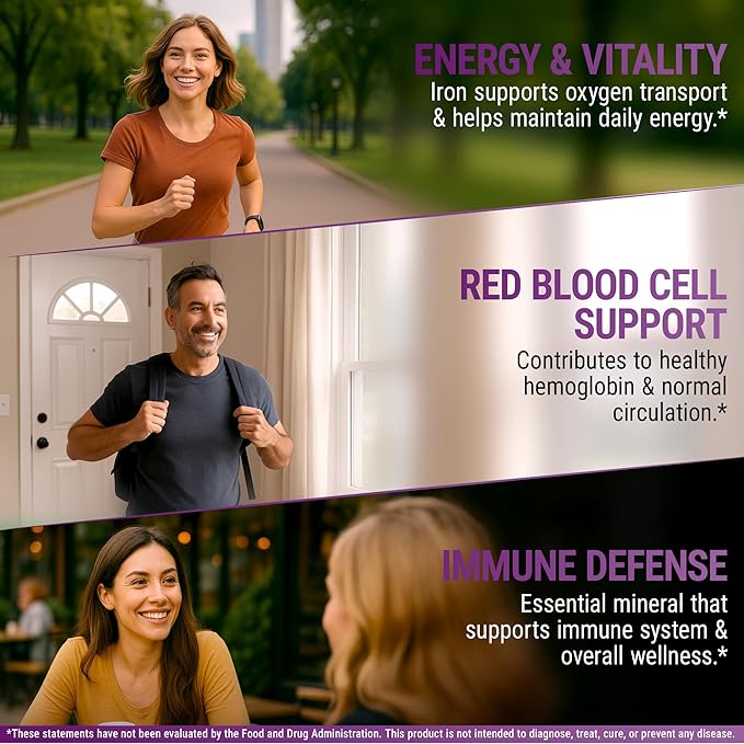 Iron Supplement for Women & Men Free Blood Builder, Iron Vitamin for Anemia | Liquid Iron Drops for Adults with MCT Oil, Natural Grape Flavor, Faster Absorption & Immune Support (2 Fl Oz)