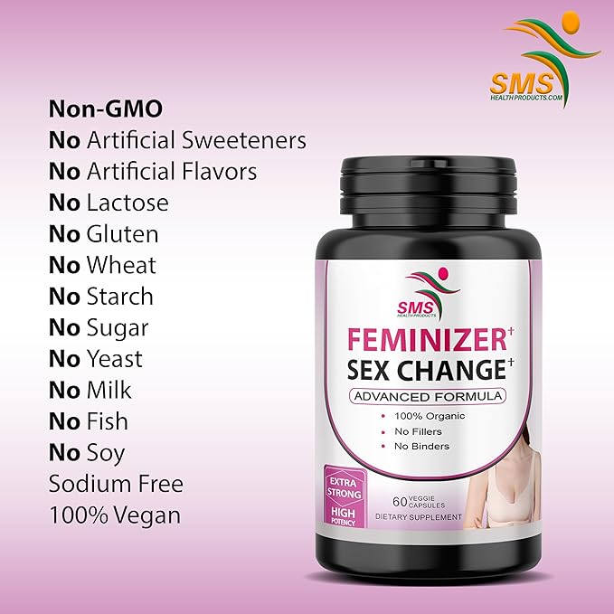 Feminizer Sex Change Capsules Pueraria Mirifica Potent Estrogen Hormone Complex for Trans Women - Breasts Booty Hair Skin Nails - Transgender Ladyboy Queer LGBT