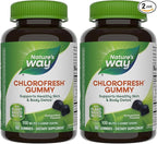 Nature's Way Chlorofresh Chlorophyll Gummies, Supports Healthy Skin and Body Detox*, Internal Deodorant*, Orchard Fruit Flavored, 60 Gummies, (Pack of 2)