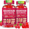 Magnesium Glycinate Gummies 600mg, Sugar Free Magnesium Gummies for Adults, Chewable Potassium Supplements for Sleep, Body Support and Relaxation, 2 Pack