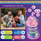 Neviss Magnesium Glycinate + Calcium Filled Gummies for Adults and Kids 4+, Kids Sleep Gummies Melatonin Free, No Sugar Magnesium Supplement w/B6 D3, L-Theanine for Zzz Relax, Brain,Bone,Muscle 2Pack