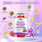 Saffron Gummies, Saffron Supplements for Kids & Adults with Ashwagandha, L-Theanine, Lemon Balm, Vitamin D3, B6, Magnesium & Zinc - Support Focus, Relaxation, Raspberry Flavor, 120 Count