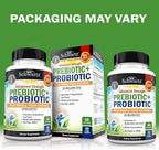 Advanced Prebiotics and Probiotics for Women & Men, Immune, Digestive & Gut Health with L. Reuteri, Inulin Fiber, Digestive Enzymes, Non-GMO, Gluten-Free, Dairy-Free, 60 Capsules
