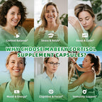 Cortisol Supplements for Women/Men - 10 in 1 Cortisol Manager Reducer Lower Detox Balance with Magnesium, Ashwagandha, L-Theanine for Stress, Sleep, Calm, Mood Support - 60 Capsules for 30 Days