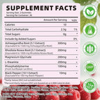Cortisol Supplements Gummies for Women Sugar-Free Cortisol Gummies with Magnesium Glycinate Ashwagandha Rhodiola Rose Support Relaxation & Focus, Raspberry Flavor, 60 Count