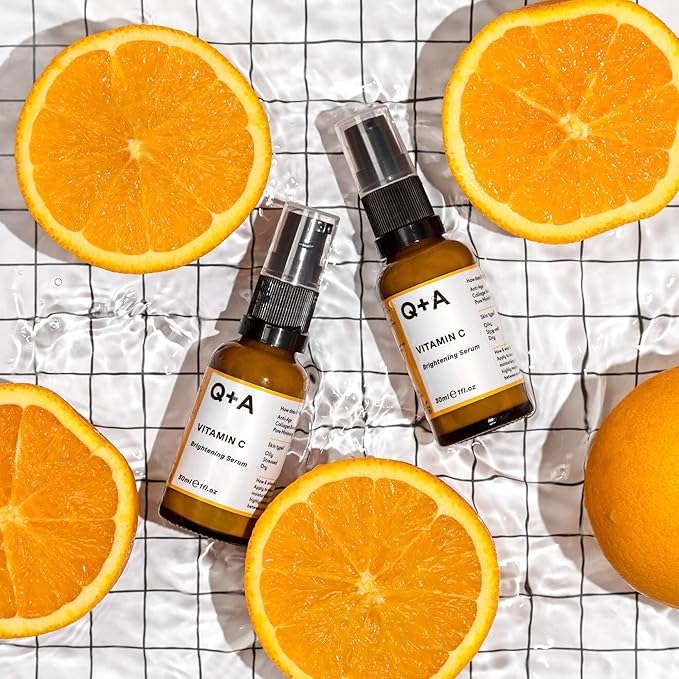 Q+A Vitamin C Brightening Face Serum (30ml), Vitamin C Serum for Face with Hyaluronic Acid, Hydrating and Anti-Ageing, Fragrance Free Skincare, Brightens Skin and Evens Out Skin Tone