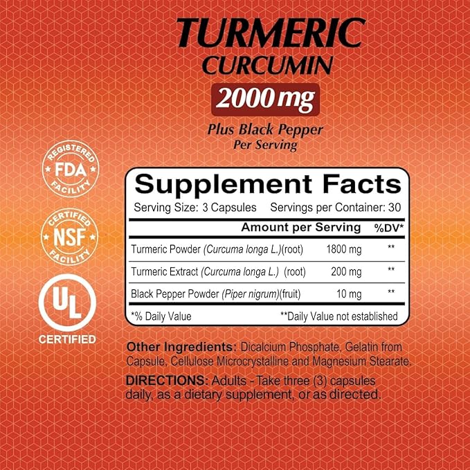 ALFA VITAMINS Curcumin Turmeric with Black Pepper, Dietary Supplement That Supports Joint Health & Cardiovascular Wellness, Enhanced Formula with Piper Nigrum for Improved Absorption, 90 Capsules