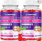Magnesium Gummies for Kids - Magnesium Glycinate Gummies with Vitamin D3, B6, Potassium & Ashwagandha, Magnesium for Kids & Adults Relaxation, Sleep, Brain & Bone Health - Strawberry 60ct (2 Pack)