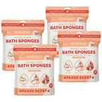 Scrubzz Disposable No Rinse Bathing Wipes for Sensitive Skin - All-in-1 Single Use Shower Wipes, Simply Dampen, Lather, and Dry Without Shampoo or Rinsing (Peach, 4-Pack)