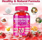 Magnesium Glycinate Gummies 600mg, Chewable Sugar Free Potassium Magnesium Gummies with Magnesium Glycinate, Vitamin D, B6 and CoQ10 for Sleep, Relaxation, Brain and Muscle, 60 Days Supply