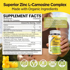 Zinc Carnosine Supplement Sugar Free, Organic Zinc Carnosine 75mg with L-glutamine, Probiotic & Herbal Blend, Comprehensive Gut & Digestive Health Support, Bloating Relief, Vegan, Non-GMO, 60 Gummies