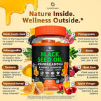 Black Seed Oil Gummies 500mg with Ashwagandha & Apple Cider Vinegar - Immune & Wellness Support Supplement with Vitamin C, Biotin, Turmeric - 60 Organic Gummy Bears for Hair & Skin