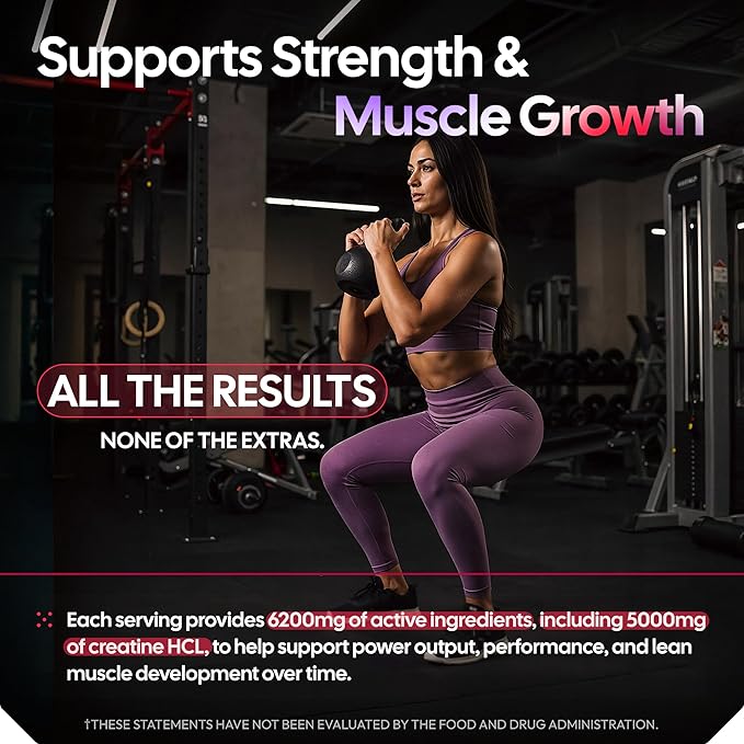 Creatine HCL Gummies for Women & Men - 120 Gummies 6200mg HCL Creatine Chews Advanced Complex with L-Taurine + Vitamin B12 for Muscle Strength, Energy Boost & Booty Gain Gummy - Mixed Berry Flavor