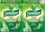 Benefiber On The Go Prebiotic Fiber Supplement Powder for Digestive Health, Daily Fiber Powder, Unflavored Powder Stick Packs - 36 Sticks (Pack of 2)