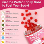 Magnesium Glycinate Gummies 400 mg with Ashwagandha,Magnesium Malate & L-Theanine for Women Men & Kids Adults,Chewable Complex Supplements for Sleep,Calm,Nerves,Heart,Muscles,90 Count