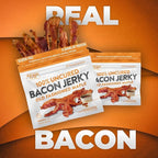 Old Fashioned Maple Bacon Jerky, Candied Jerky with 16g Protein Per Bag, Tender & Easy to Chew Fully Cooked Bacon, USA Made High Protein Carnivore Snacks (2 Bags)