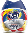 TUMS Chewy Bites Chewable Antacid Tablets with Gas Relief, Lemon & Strawberry - 28 Count