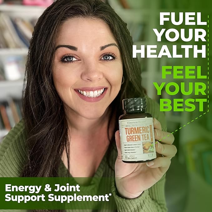 Turmeric Curcumin Supplement with Green Tea Extract (ECGC) & Vitamin C for Joint Health, Energy & Inflammation Balance - Organic Tumeric Curcumin with Black Pepper - Gluten-Free, Non-GMO. 2-Pack