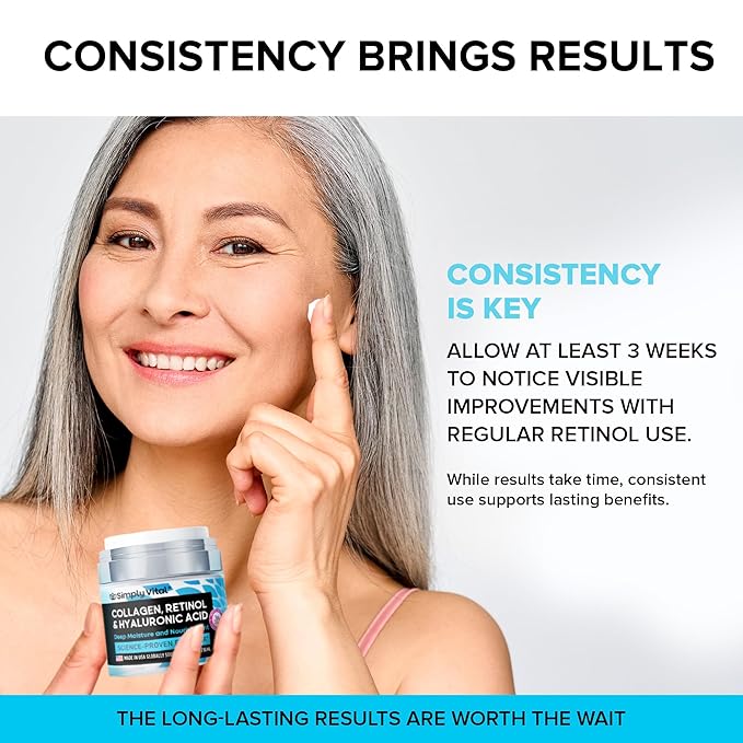 Anti-Aging Face Moisturizer with Retinol, Collagen & Hyaluronic Acid - Made in USA - Moisturizer Face Cream for Women & Men - Firming & Hydrating Neck Cream - Day & Night Skin Care - 1.7 fl oz