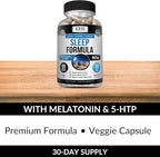 Kaya Naturals - Sleep Support Formula with Melatonin - Aid Support Vitamin Supplement - Sleep Stress and Mood Support - L-Tryptophan, Passion Flower, Ashwagandha and More - 60 Capsules (60 Count)