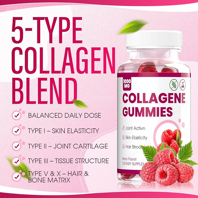 Collagen Peptides Gummies, Collagen Gummies for Women with Type I, II, III, V, X Collagen Peptides, Biotin,& Multivitamins, Promote Skin,Hair,Nail Health
