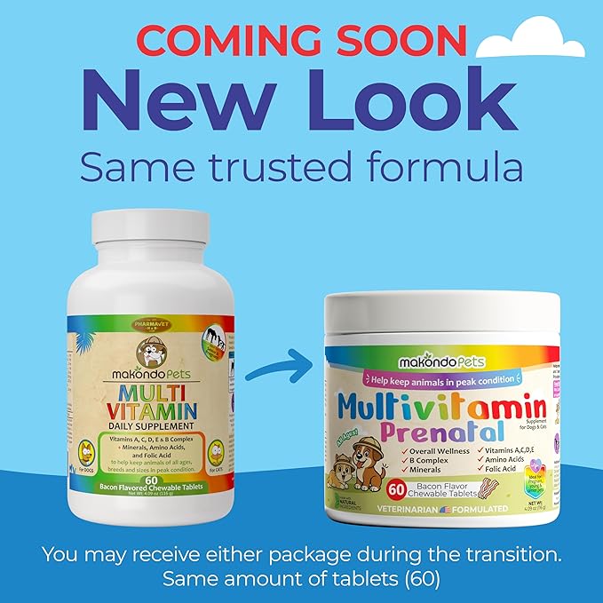 Dog Prenatal Vitamins – Multivitamin for Cats & Dogs, Folic Acid, Calcium, Iron, Minerals and Amino Acids. Ideal for Pregnant, Breastfeeding and Newborn – Senior Dog Supplement, Puppy Multi Vitamin.