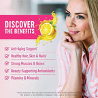 Collagen Gummies for Women | 200mg Hydrolyzed Collagen + 2500mcg Biotin, With Vitamin C, E & Zinc | Anti Aging, Hair Growth, Skin, Strong Nails | Non-GMO Gummy Vitamin Supplements | 60 Count