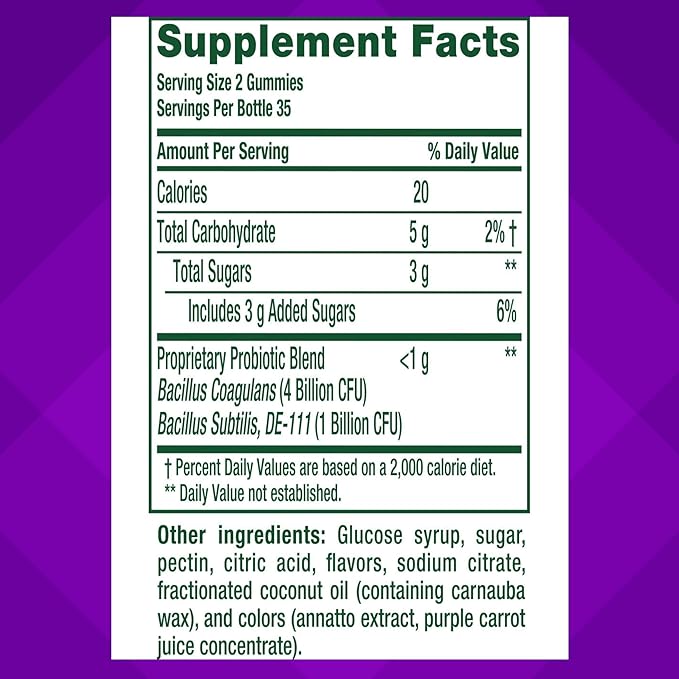 vitafusion Probiotic Gummy Supplements, Raspberry, Peach and Mango Flavors, Probiotic Nutritional Supplements With 5 Billion CFUs, 35 Day Supply, 70 Count