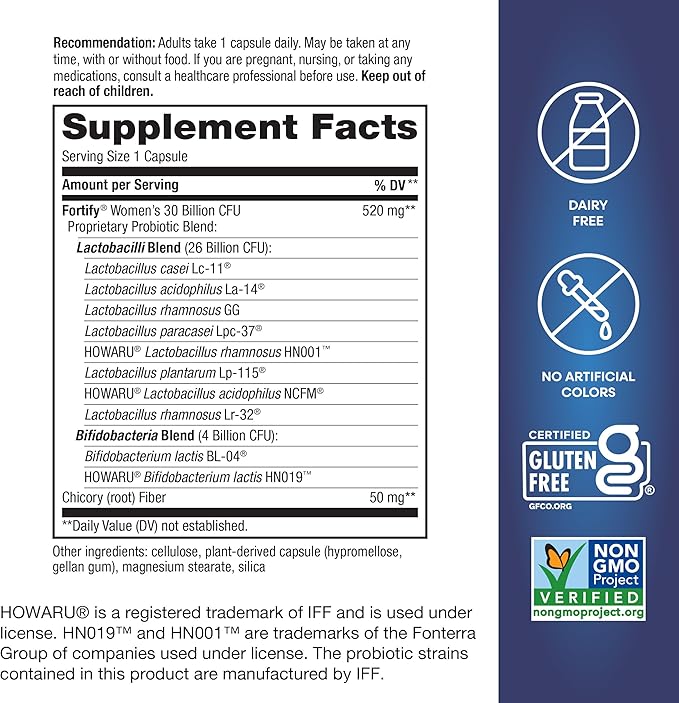 Nature's Way Fortify Daily Probiotic for Women, 30 Billion Live Cultures, 10 Strains, Prebiotics and Probiotics for Women, Supports Digestive and Immune Health* No Refrigeration Required, 30 Capsules