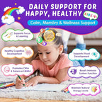 Kids Brain Gummies with Lion's Mane Mushroom, Methyl B6, B9, B12, Super Greens, Lutein, Brain Booster Supplement for Focus & Attention, Cognitive Function, Vision & Energy, Sugar Free, Vegan 60 Count