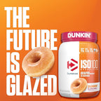 Dymatize x Dunkin' Glazed Donut ISO100 Whey Protein Powder, 25g of Protein, 5.5g BCAAs, 120 Cal., Gluten Free, 1g Fat, 1g Sugar, 2g Carb (20 Servings)