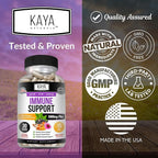 Kaya Naturals Elderberry Immune Support | Vitamins with Zinc and Vitamin C for Adults, Probiotics & Turmeric 1000mg Immune System Booster Sambucus Capsules - 30 Count (Pack of 2)