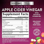 Apple Cider Vinegar Gummies for Weight Loss, Zero Sugar - Apple Cider Vinegar Powder 1000mg Per Serving - Vegan Apple Cider Vinegar Gummy for Detox & Cleanse - Sugar Free ACV Supplement - 120 Gummies