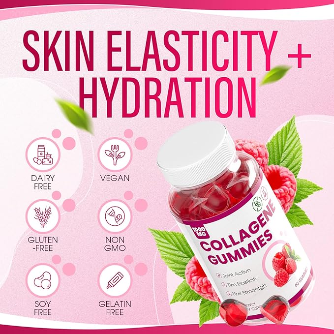 Collagen Peptides Gummies, Collagen Gummies for Women with Type I, II, III, V, X Collagen Peptides, Biotin,& Multivitamins, Promote Skin,Hair,Nail Health