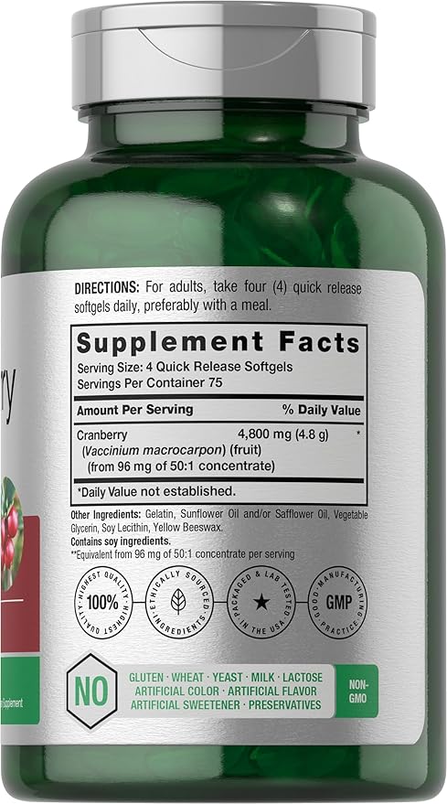 Horbäach Cranberry Pills | 300 Softgels | Non-GMO, Gluten Free Supplement | from Concentrate Extract