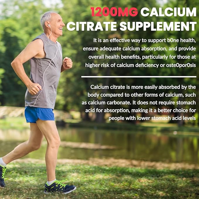 Calcium Citrate Supplement Gummies for Adult: Women & Men Sugar Free 1200 mg Calcium Chewable Gummy - Organic Natural High Absorption Vegan Supplements for Energy Immune Support (120Count