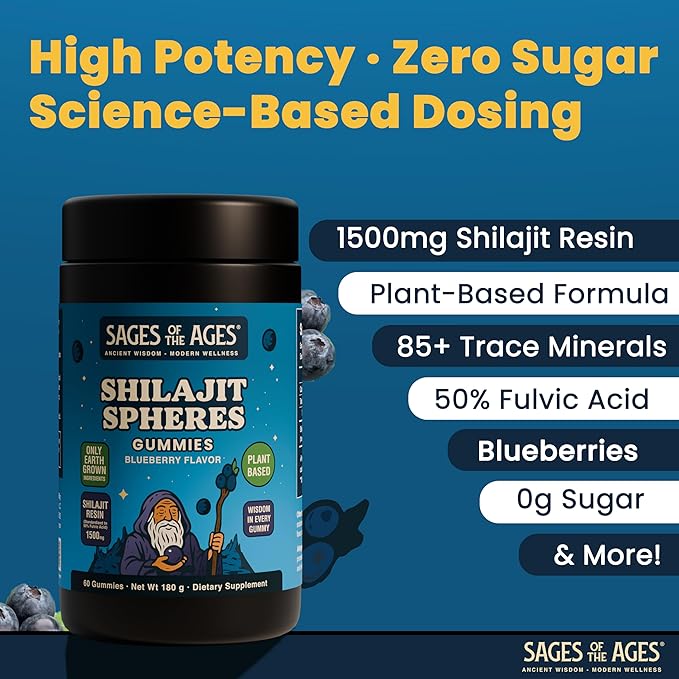 Shilajit Gummies – 1500 mg Himalayan Shilajit for Men Energy & Stamina – Pure Fulvic Acid Complex – Organic, Vegan, Non-GMO, Sugar-Free Supplement for Strength & Vitality