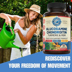 Joint Support Supplement with Glucosamine Chondroitin MSM Turmeric Boswelia. Supports Inflammatory Response, Discomfort Relief for Knees Hands Back Joints. USA Made.